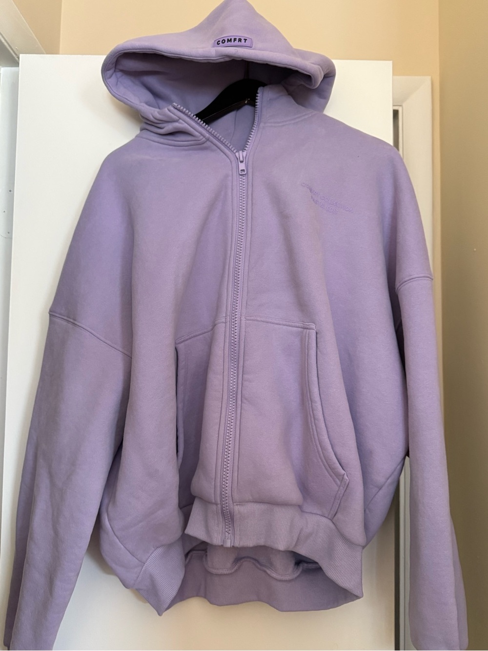 Comfrt Pastel Edit Hoodie SM Lavender Oversized Full Zip Sweatshirt Heavyweight